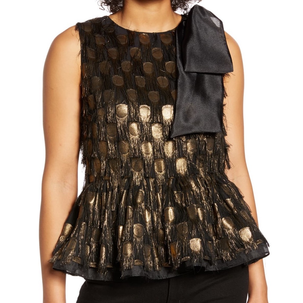 Halogen x Atlantic Pacific Gold Dot Fringe Top